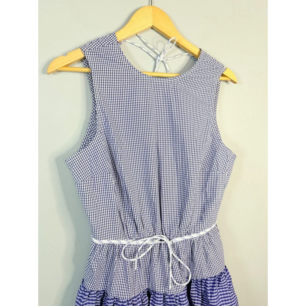 J.Crew Open-back dress in mixed gingham print Size 6 NWT